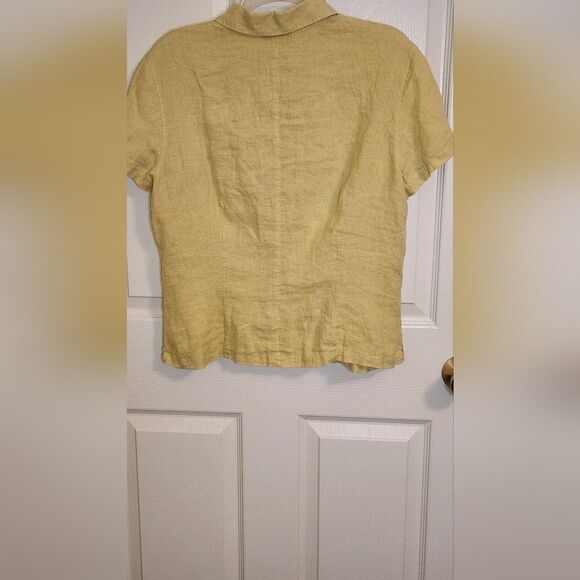 J.Crew 14 Butter Yellow Shrtslv LINEN Buttons Up Women’s Shirt - Picture 5 of 9
